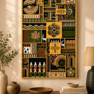 Embercut Studio 7-Layer 3D Nature Mosaic Wooden Wall Art – Forest & Folk Geometric Relief (500 x 355 mm)