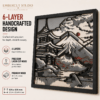 Embercut Studio 6-Layer 3D Mount Fuji & Pagoda Wooden Wall Art – Japanese Landscape Relief (575 x 575 mm)