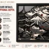 Close-up of pagoda, trees and layered depth on Mount Fuji wooden wall art